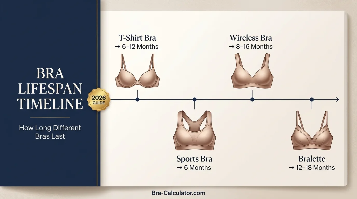 Bra replacement timeline for different bra types including sports bras and everyday bras