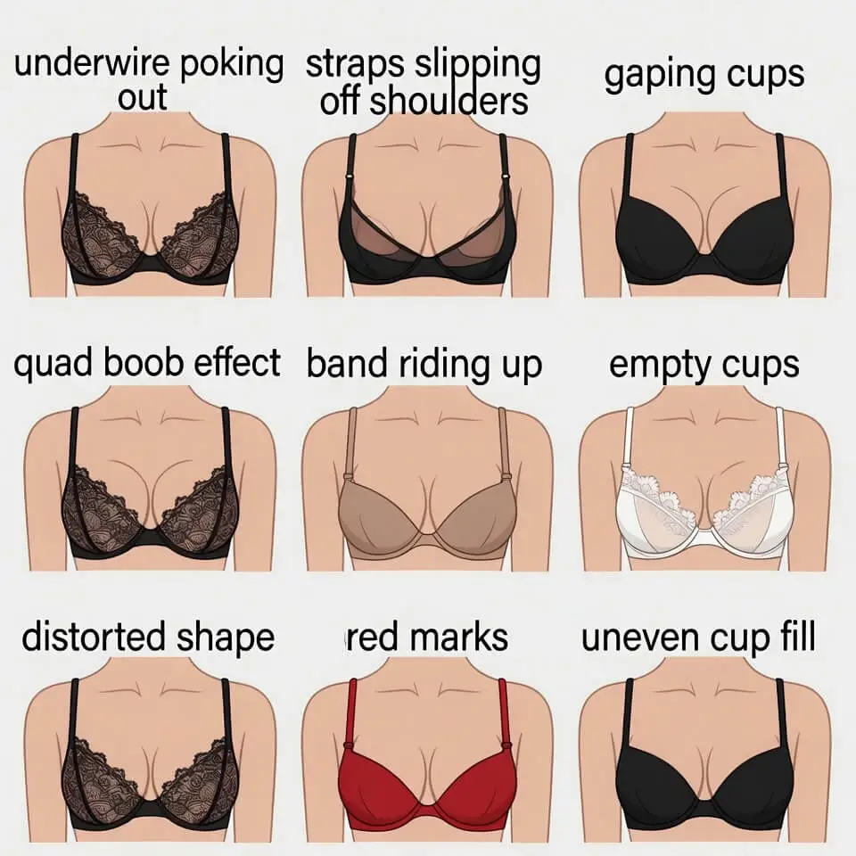 Common bra fit problems illustration