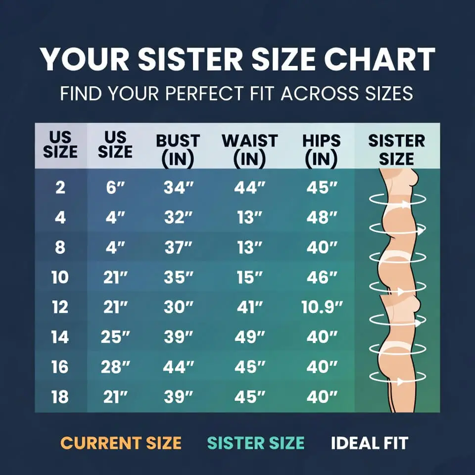 Sister size chart illustration