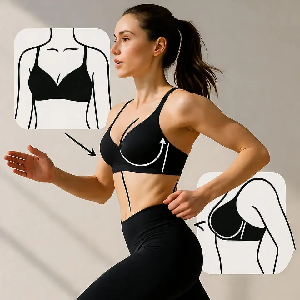 Woman running in high-impact sports bra