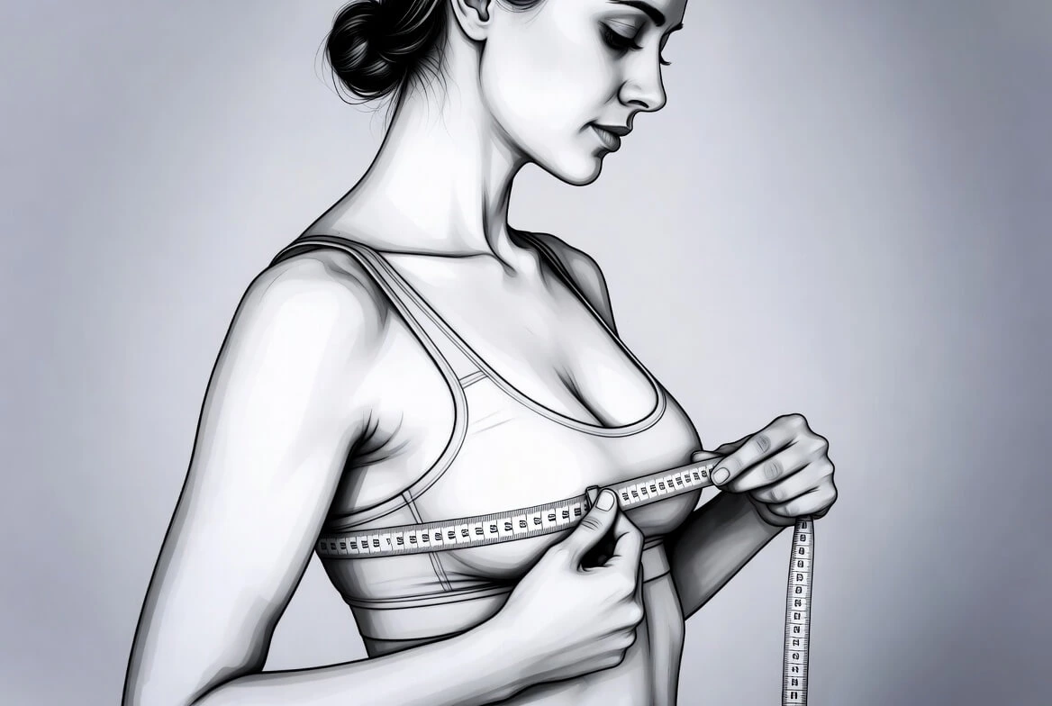 underbust measurement showing tape snug around ribcage to determine bra band size