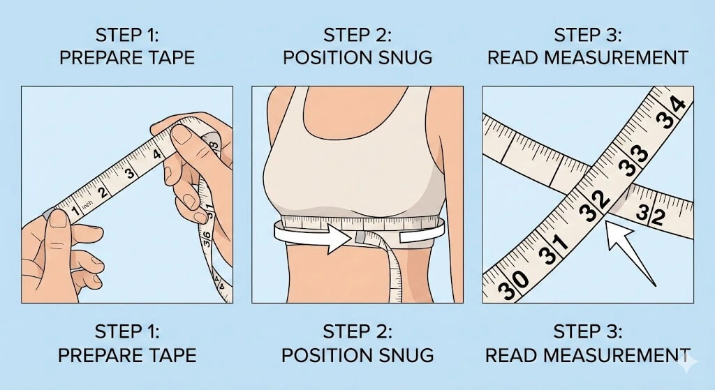 how to measure fullest bust using a soft tape for correct bra cup size in US sizing