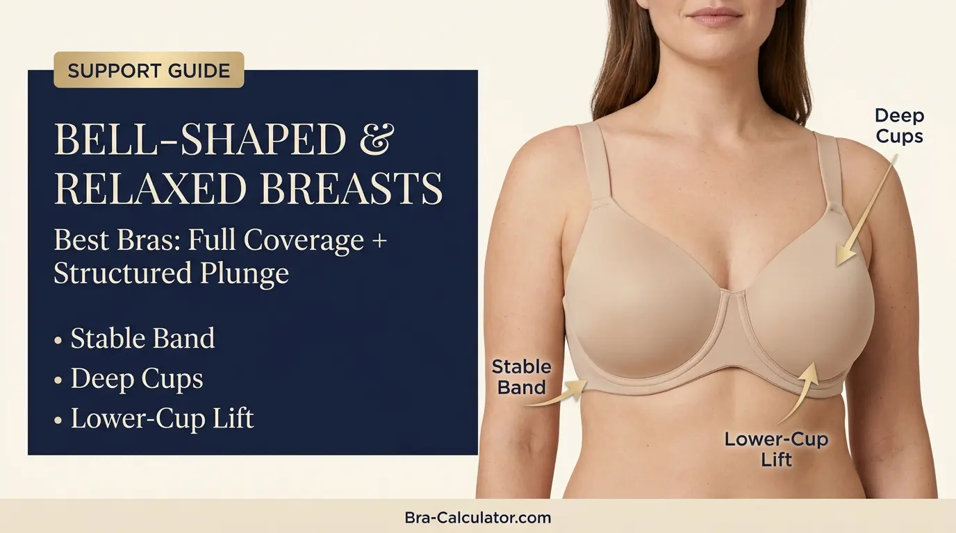 Bell-shaped and relaxed breast shape full coverage and structured plunge bra guide