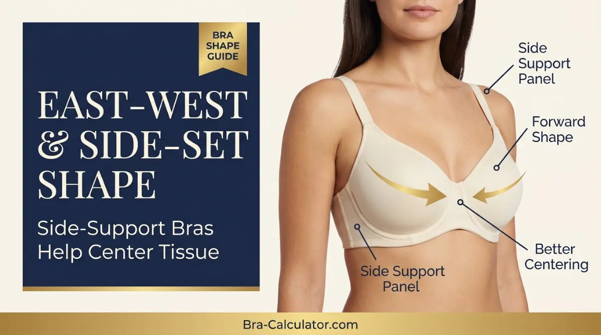 East-west and side-set breast shape side support bra guide