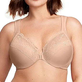 Glamorise Full Figure Plus Size Wonderwire Front-Closure Bra Underwire #1245