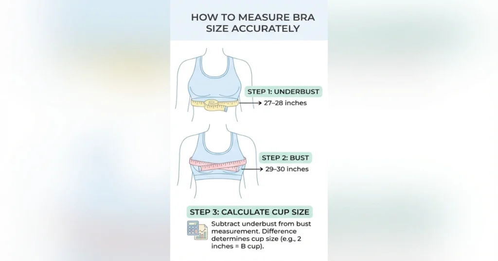 How to measure 32B bra size underbust and bust measurement diagram
