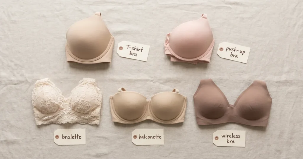 Best bra styles for 32B including push-up bralette and balconette