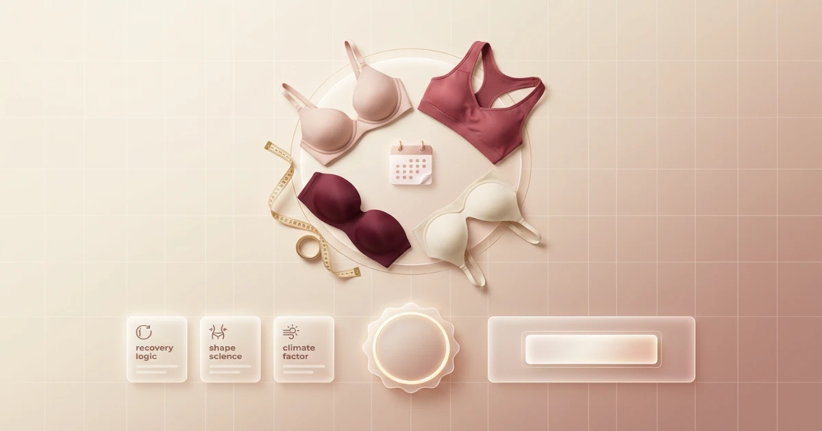 Organised bra wardrobe with everyday, sports and occasion styles laid flat