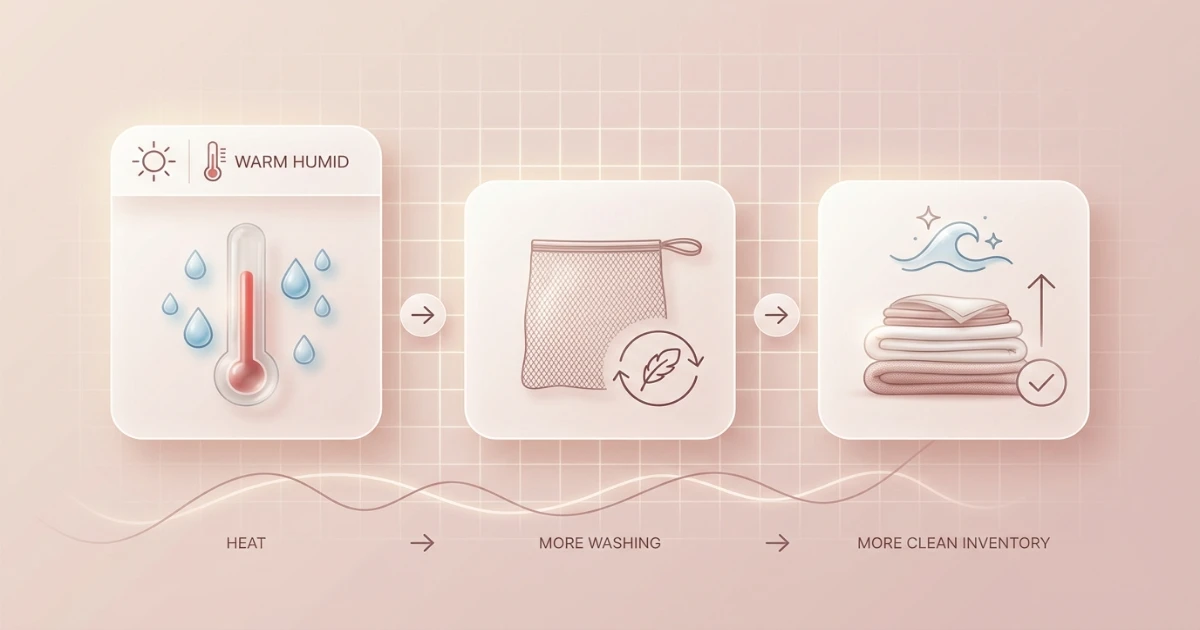 Woman in warm weather outdoors, representing hot climate bra needs