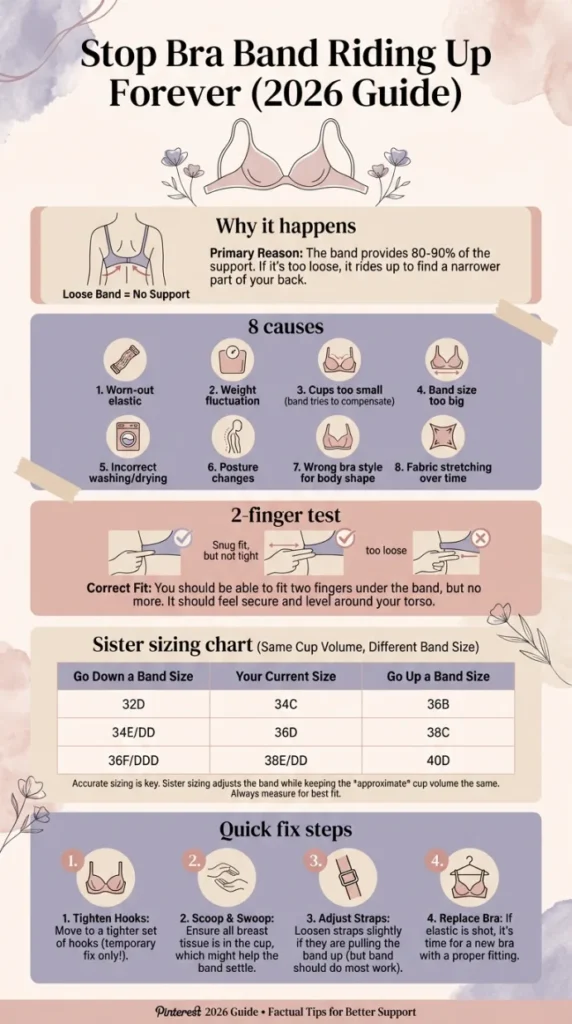 Pinterest infographic guide to stop bra band riding up