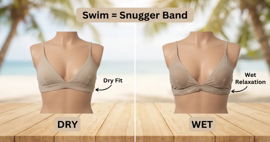 Diagram showing how underbust and bust measurements determine bikini cup size