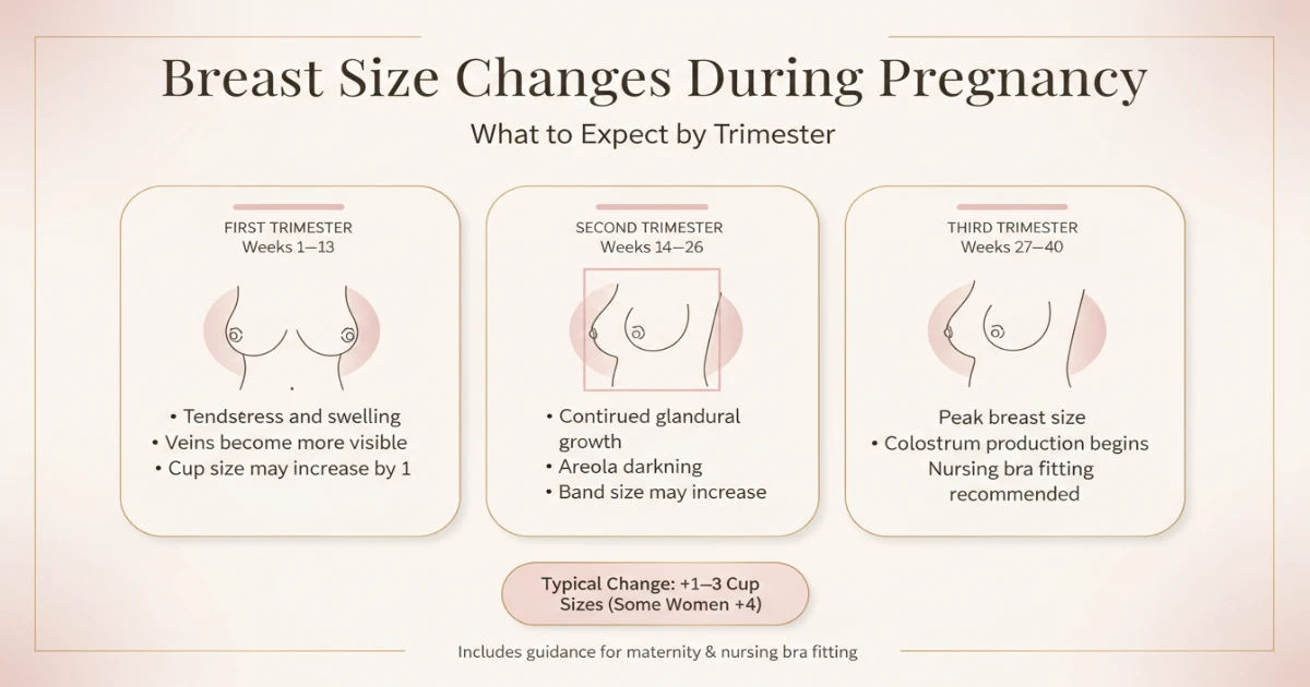 Breast size changes during pregnancy by trimester infographic