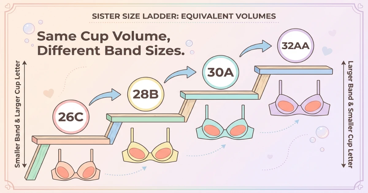 Visual comparison of 28B and 30A band width and cup shape side by side