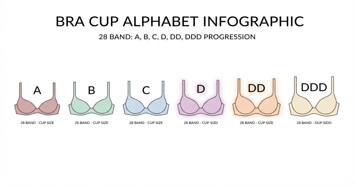 Side-by-side comparison graphic of 28D and 28DD bra cup sizes showing volume difference