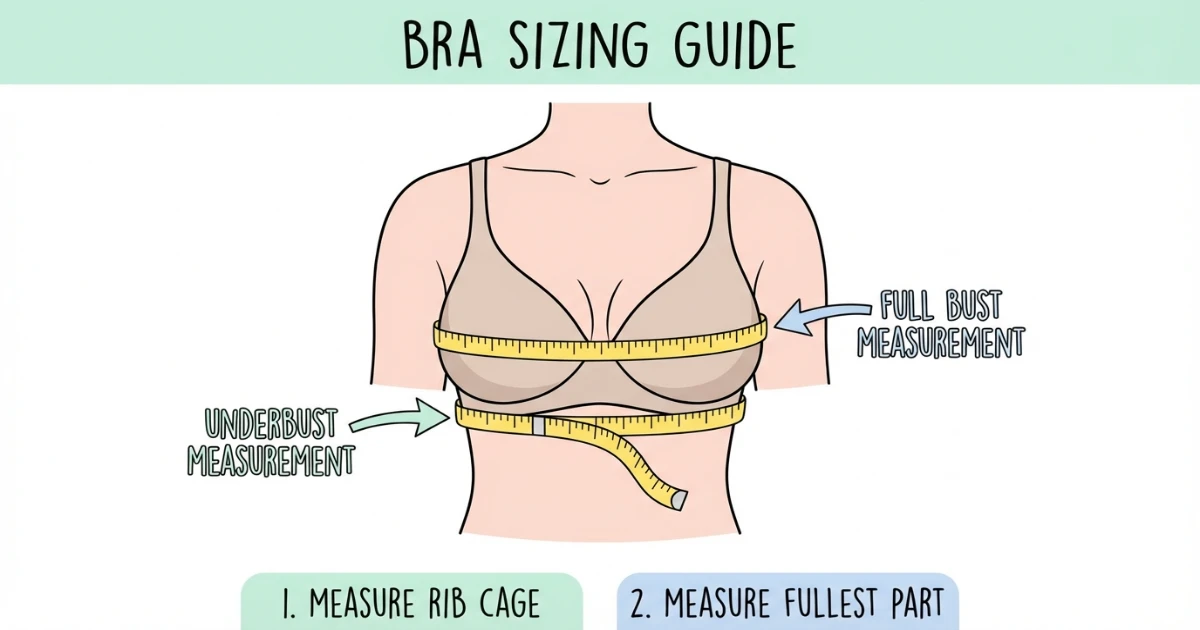 Bra measurement diagram showing underbust and full bust measurement points