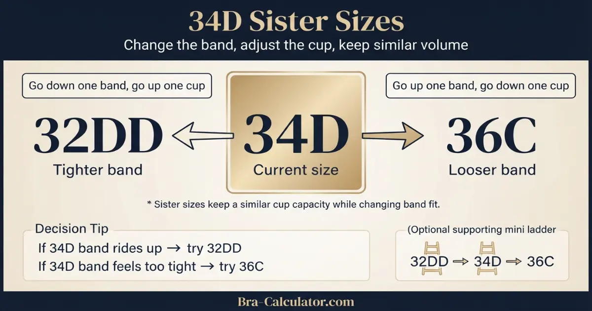 34D sister size chart showing 32DD 34D and 36C