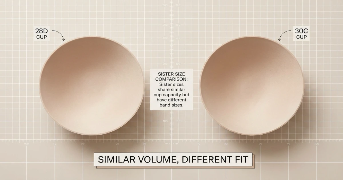 28D and 30C bra cups side-by-side showing similar cup volume.