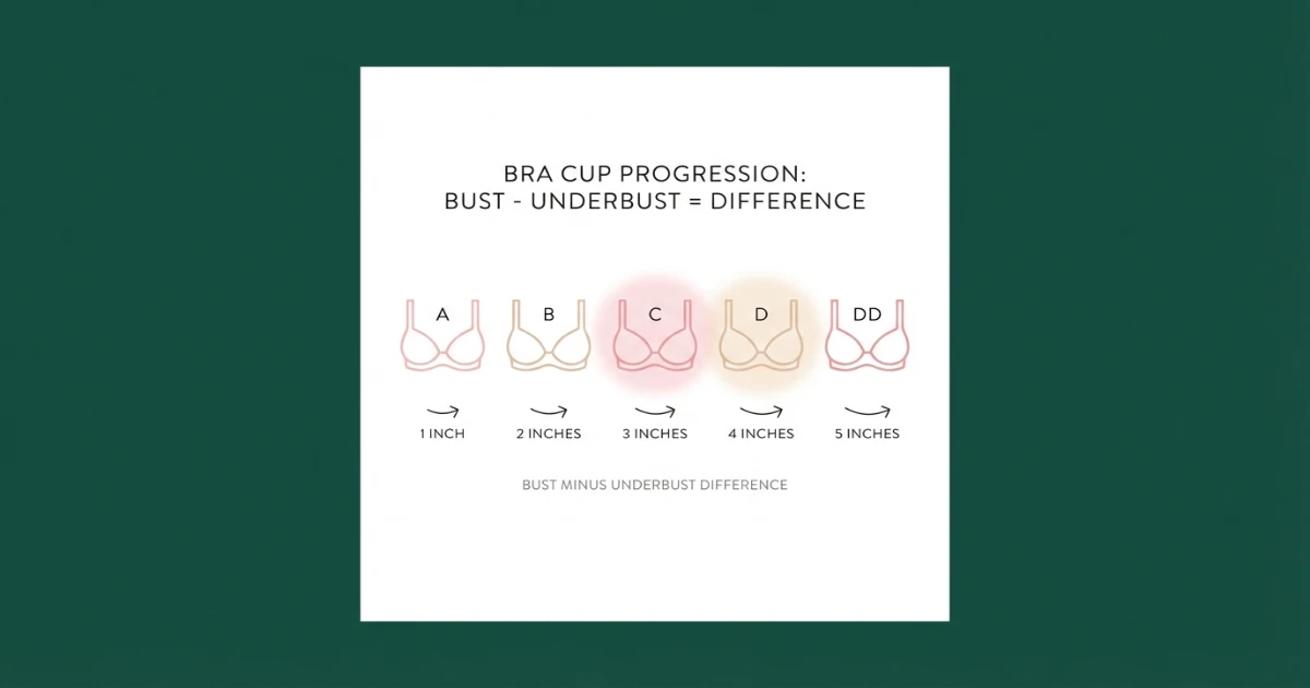 Comparison graphic showing 28C and 28D bra cup sizes with volume difference labeled
