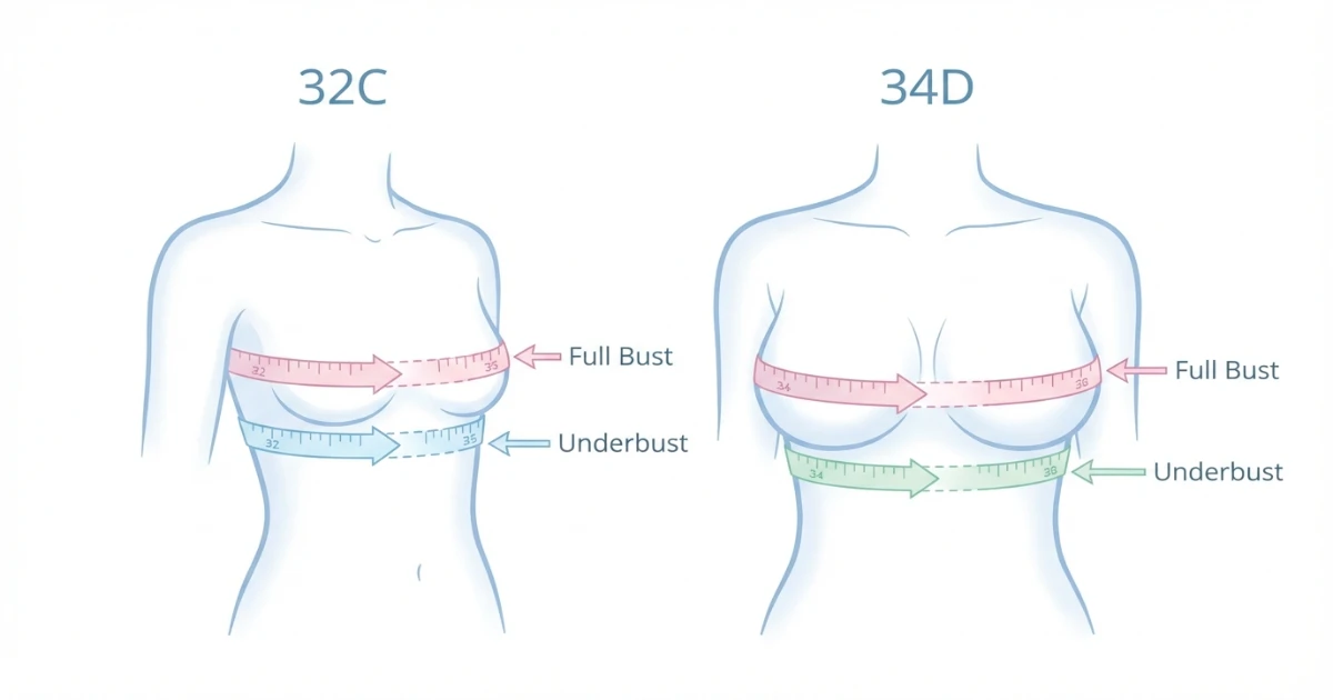 bra measurement diagram showing underbust and full bust measurement positions on the body