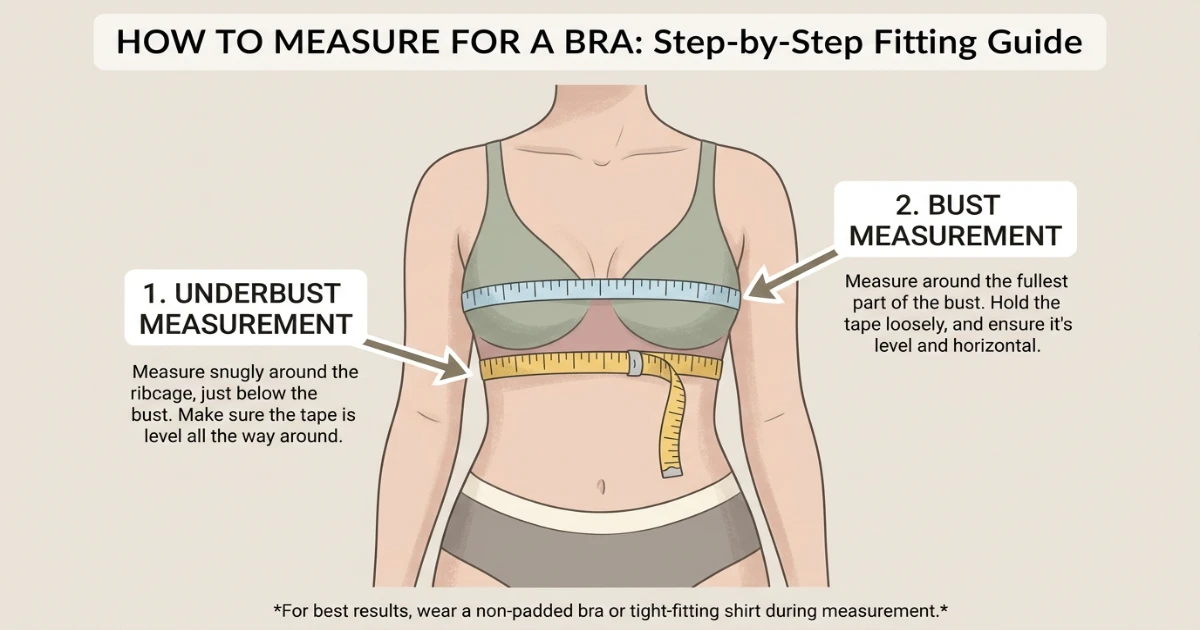 Bra measurement diagram illustrating underbust and fullest bust measurement points