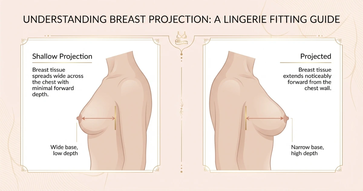 Diagram showing shallow vs projected breast shape for the Projection Depth Analyzer