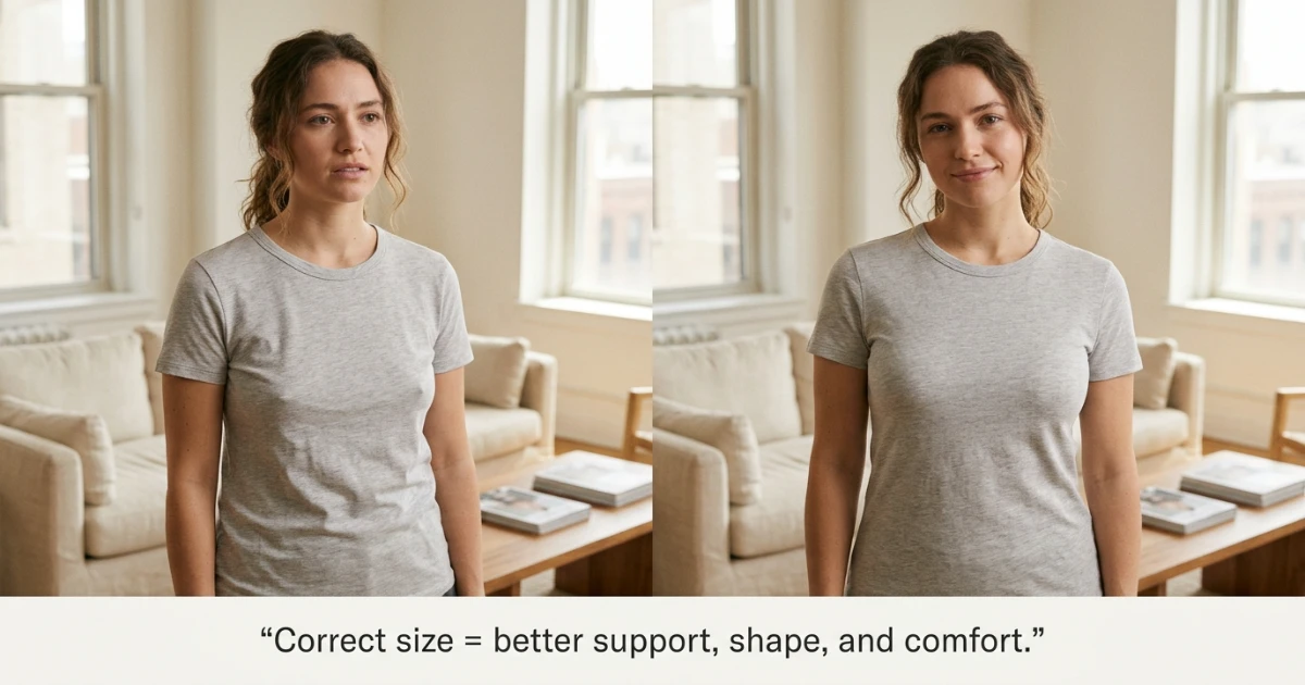 Flat-lay of 34B and 34C bras with a measuring tape showing the cup size difference between the two sizes