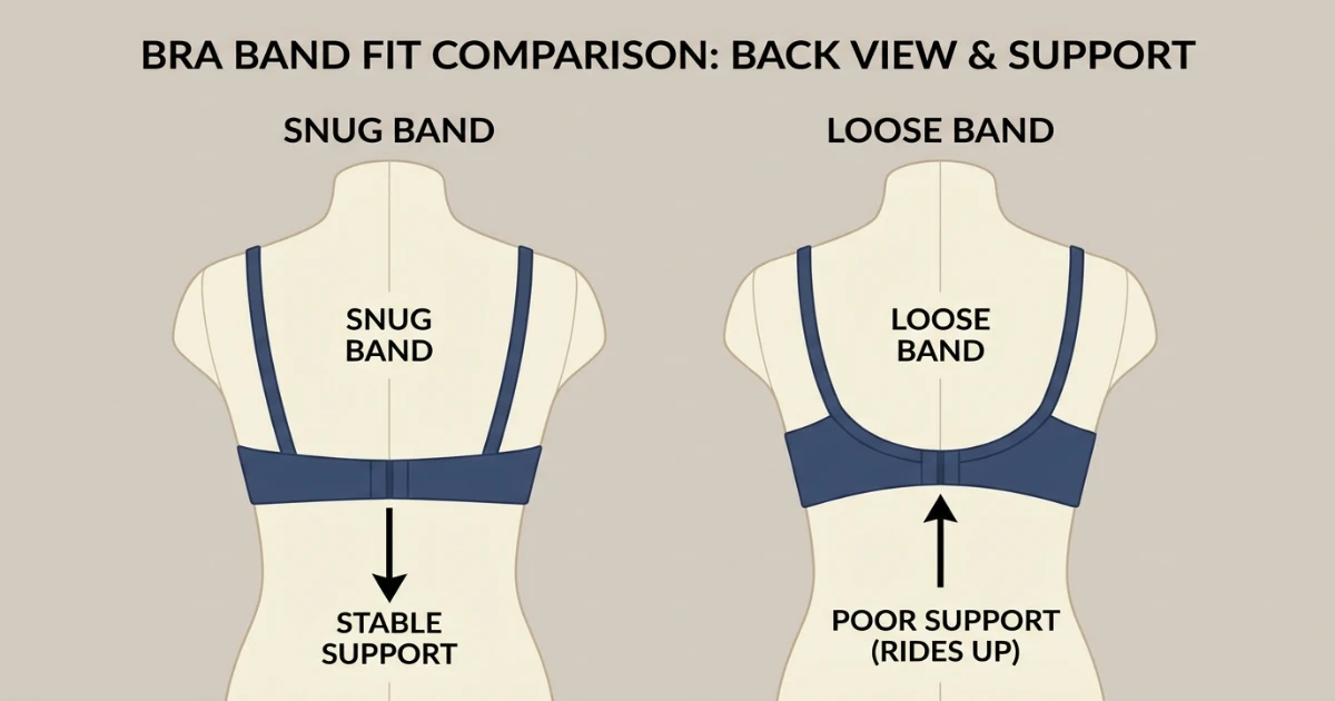 comparison of tight bra band versus loose bra band support