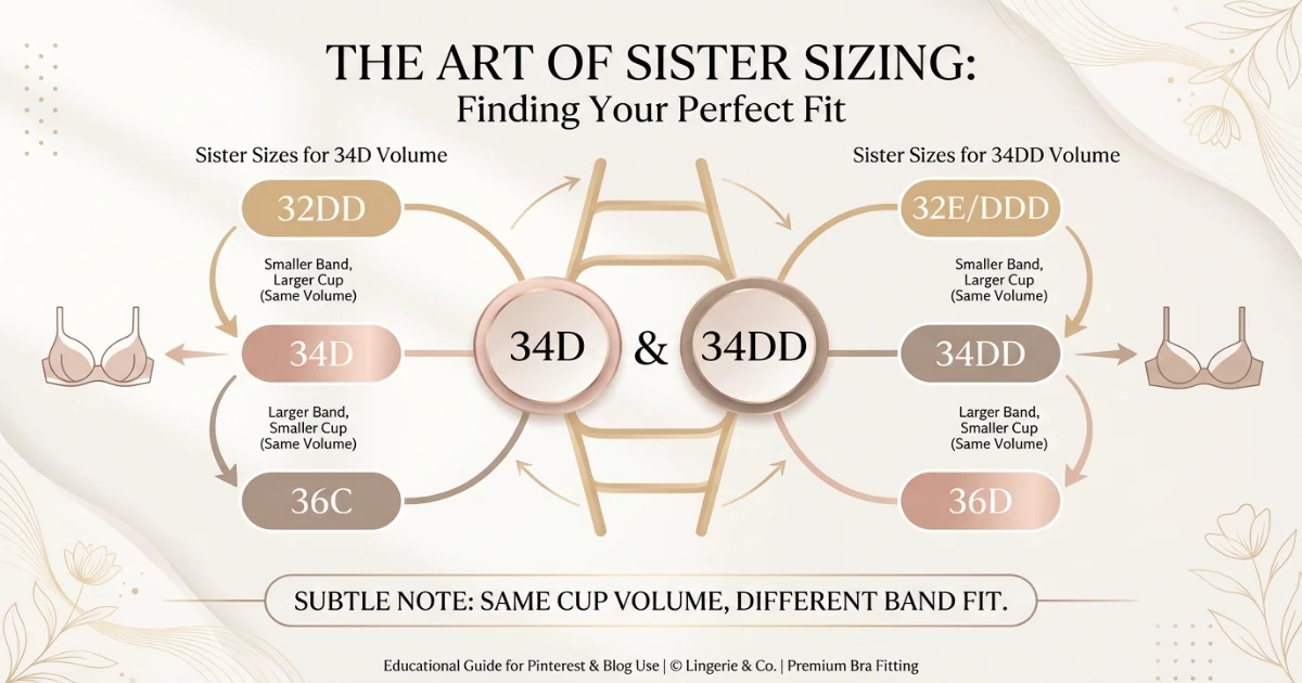 Sister size ladder showing how to adjust band and cup together