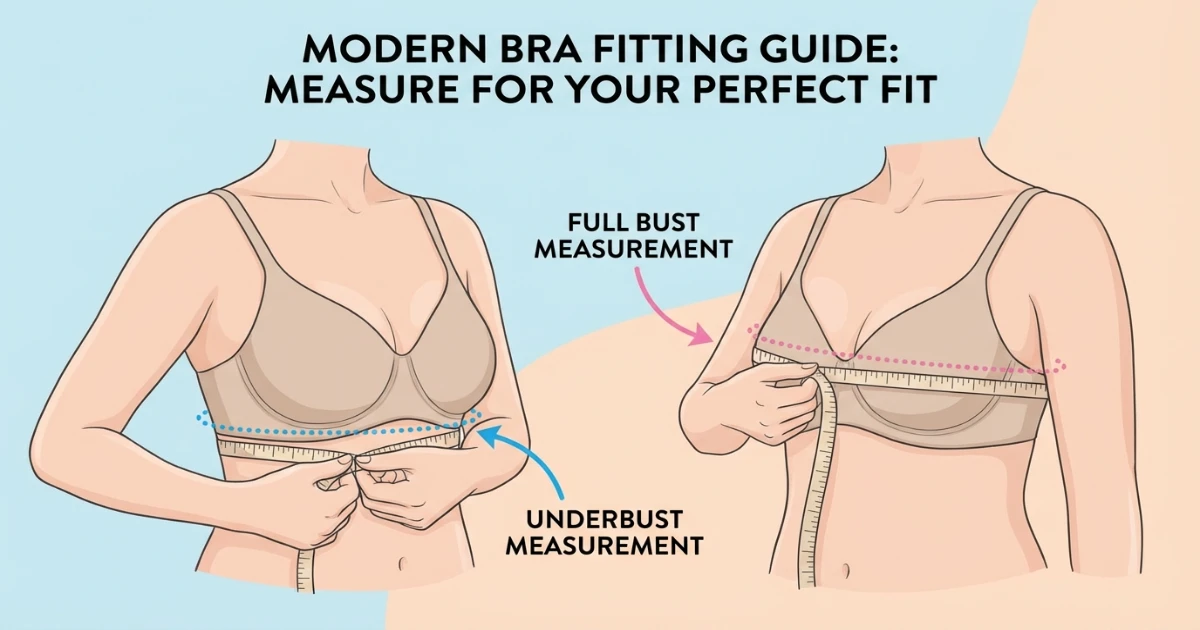 diagram showing underbust and bust measurements used to calculate bra size