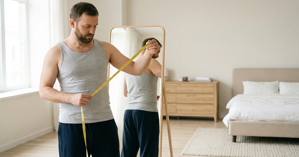 Male chest measurement guide showing how to measure chest and underbust for a support garment
