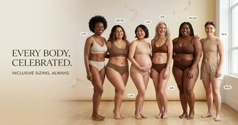 Inclusive sizing glossary showing diverse body types and bra size variations