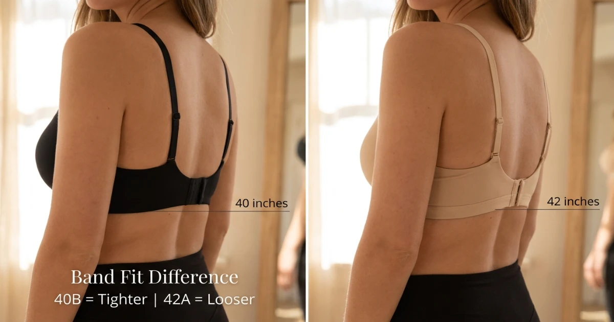 Band tension comparison between 40B and 42A — same cup, different band grip