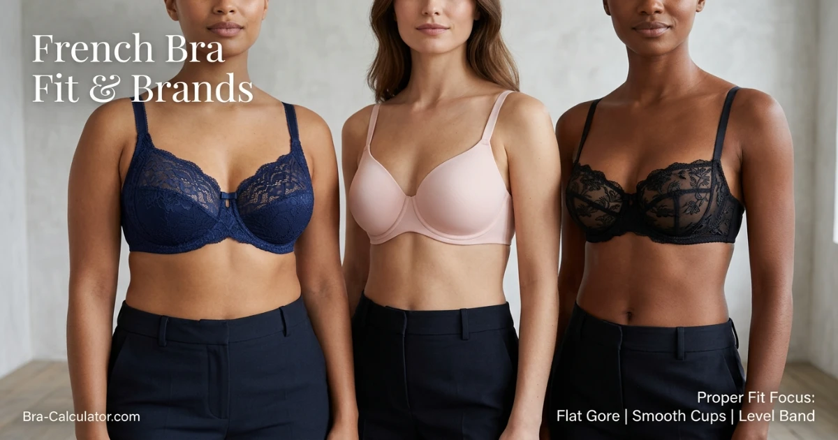 French bra styles from Chantelle Simone Pérèle and Aubade showing correct bra fitting and cup coverage across French sizing