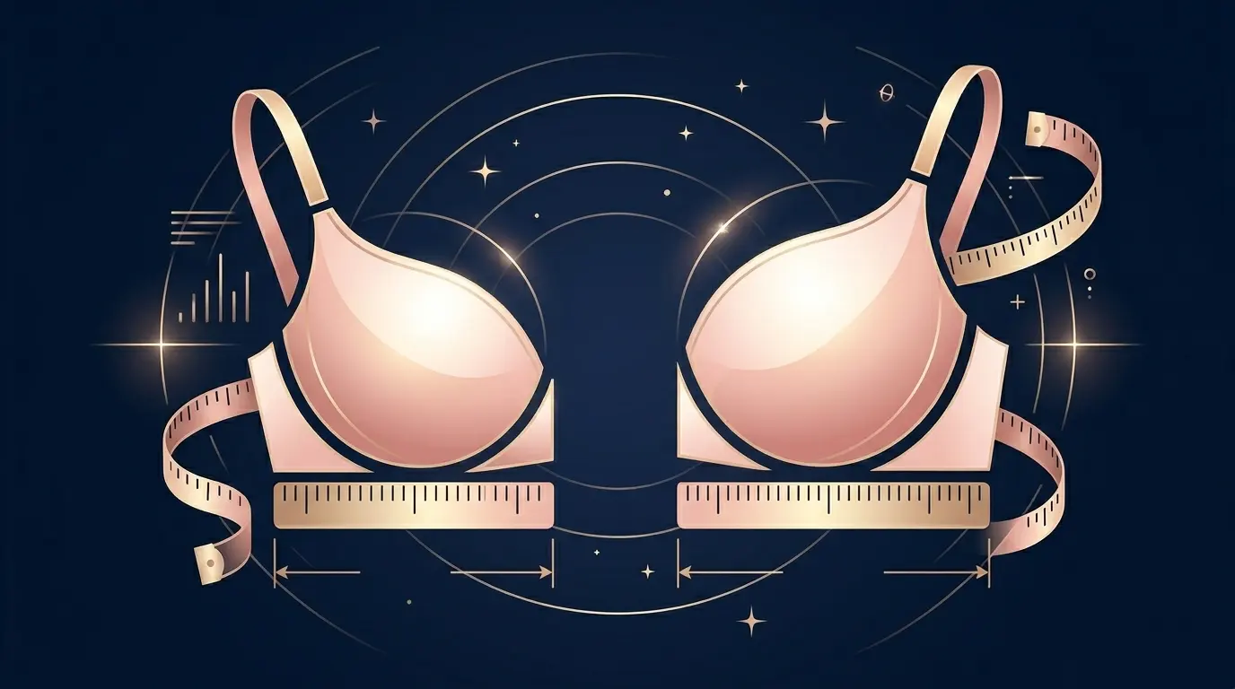 Diagram illustrating why the same B cup letter on different bands produces different volumes — 30B narrower base with smaller cup versus 32B wider base with larger cup, despite identical 2-inch differentials