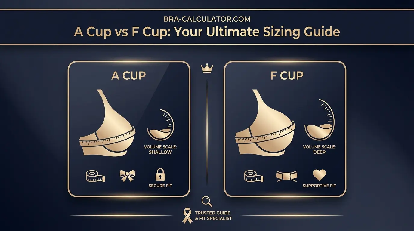A Cup vs F Cup hero comparison graphic with dark navy and gold branding
