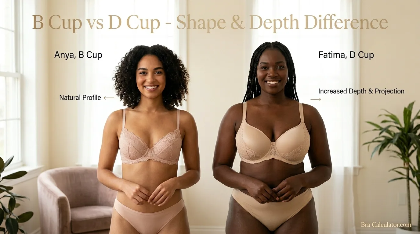 B Cup vs D Cup: Measurements, Fit, Volume & Sister Sizes