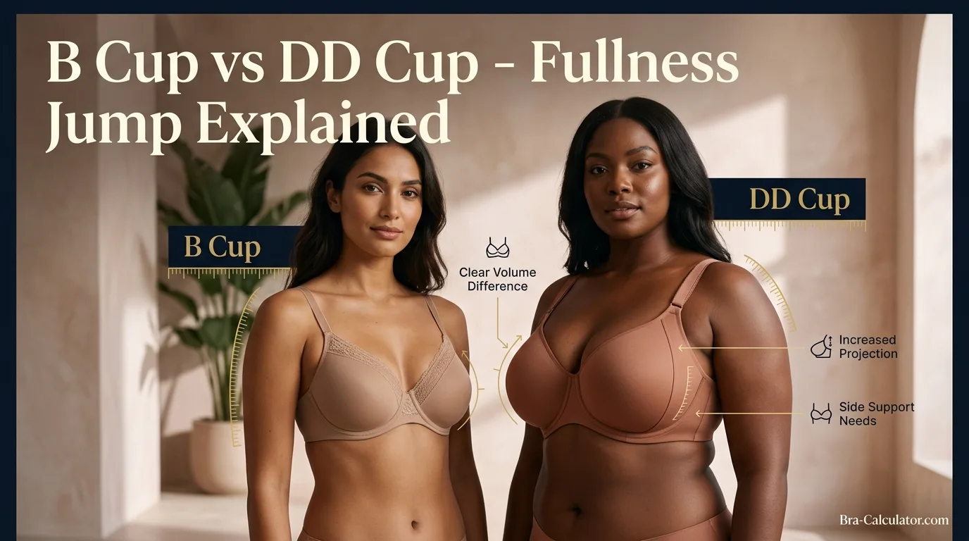 B Cup vs DD Cup: Measurements, Fit, Volume & Sister Sizes
