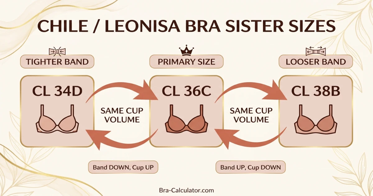 Chile bra styles from Leonisa Flores Kayser and Triumph Chile showing correct Chile US-style bra sizing and cup coverage