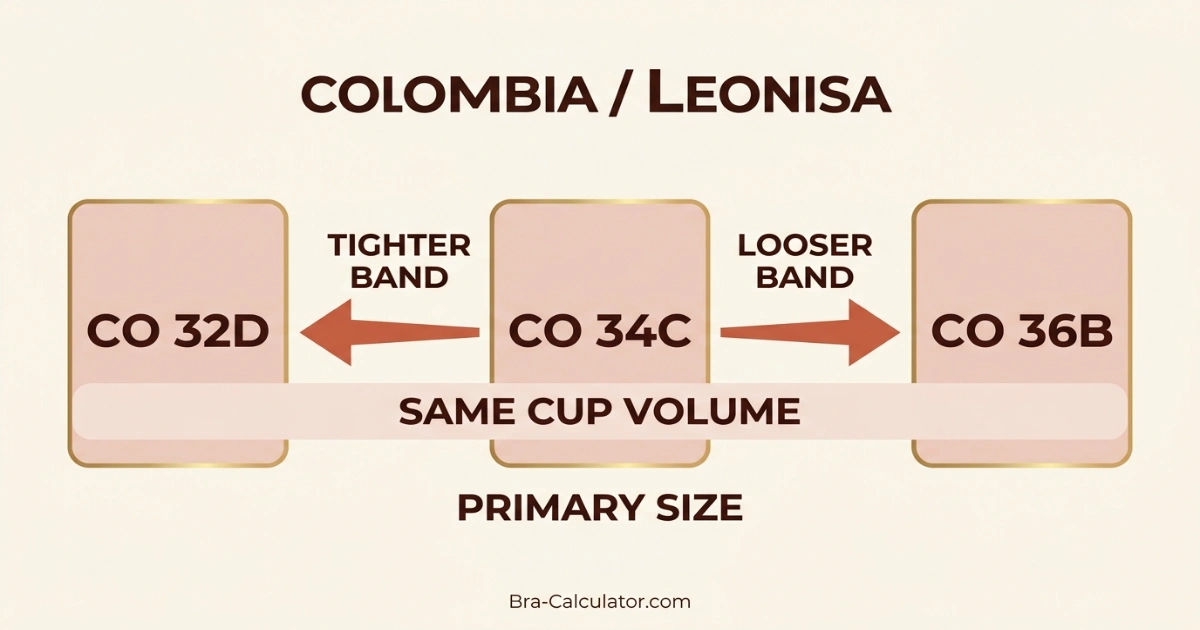 Colombia bra styles from Leonisa Lili Pink and Triumph Colombia showing correct Colombia US-style bra sizing and cup coverage