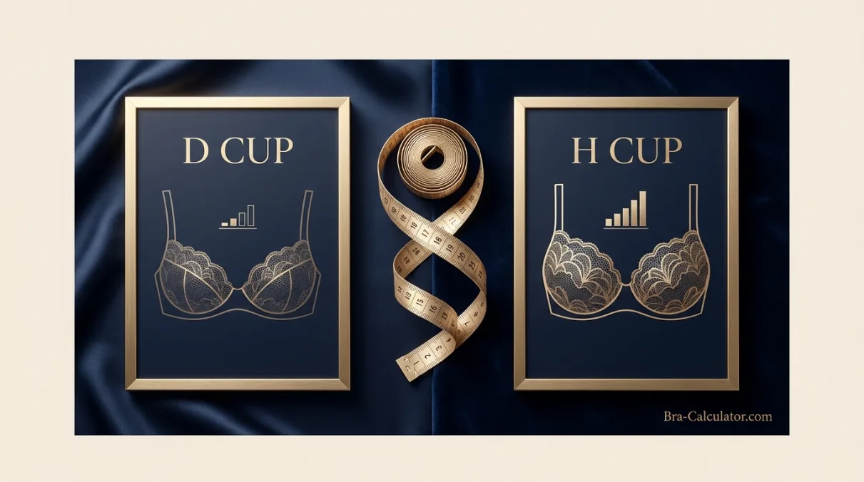 D Cup vs H Cup hero comparison graphic with dark navy and gold branding