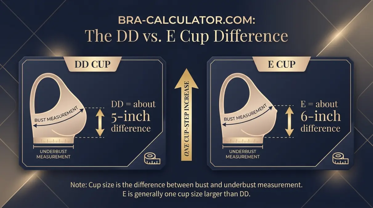 DD Cup vs E Cup hero comparison graphic with dark navy and gold branding