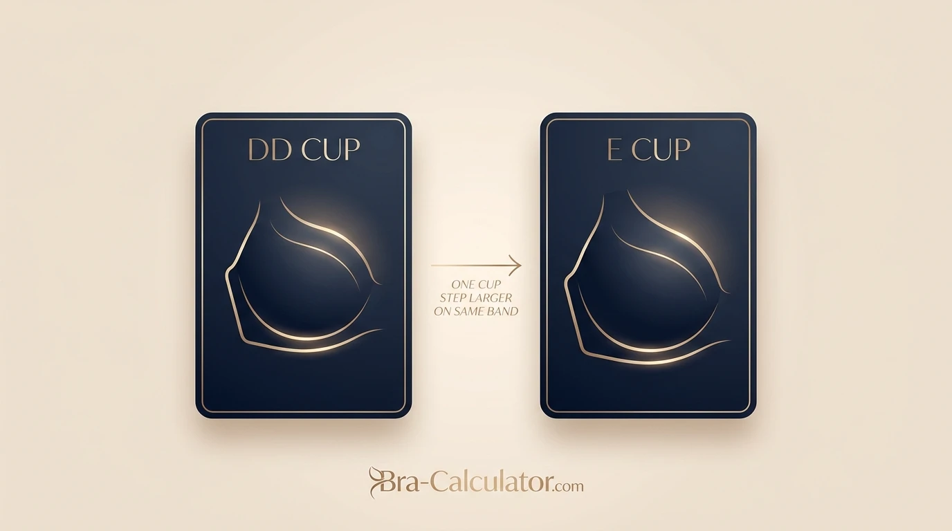 DD Cup vs E Cup same-band visual volume comparison infographic