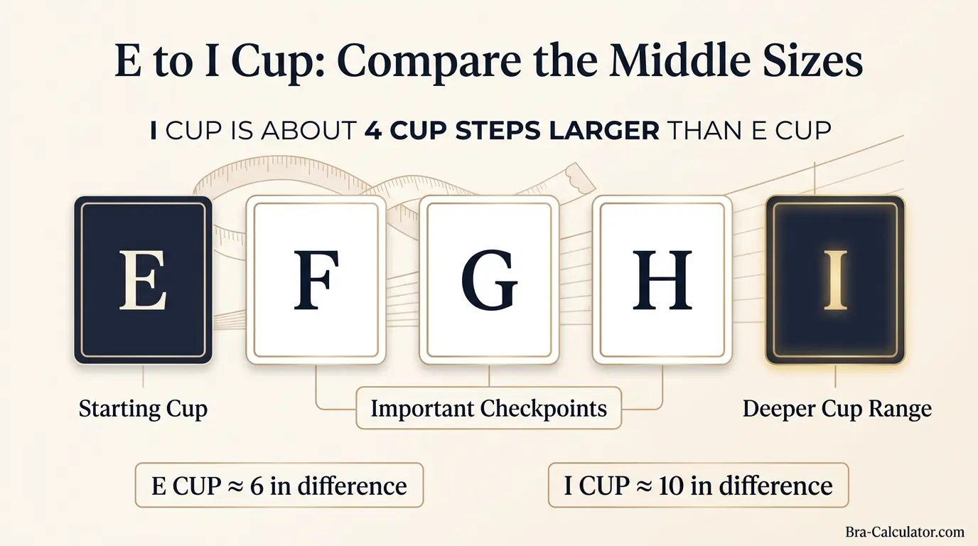 E Cup vs I Cup same-band visual volume comparison infographic