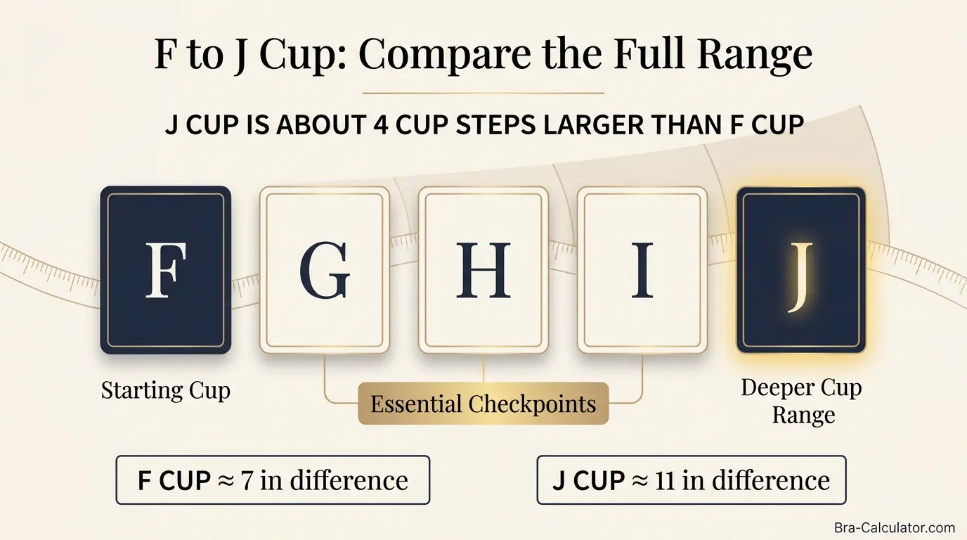 F Cup vs J Cup same-band visual volume comparison infographic