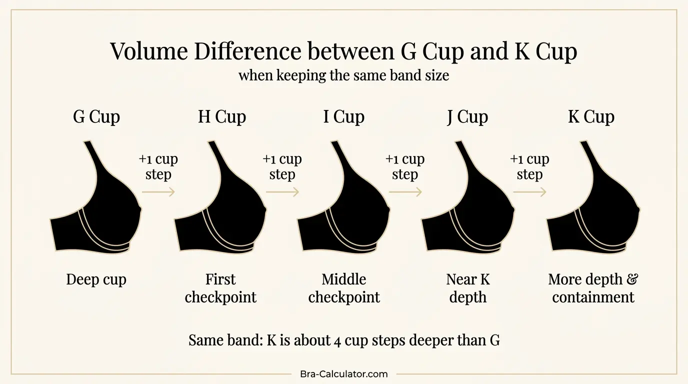 G Cup vs K Cup same-band visual volume comparison infographic
