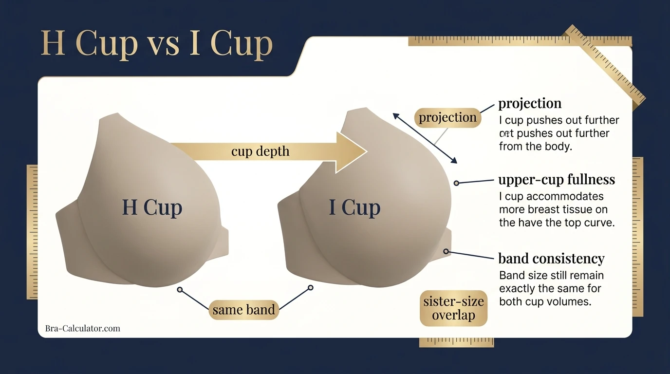 H Cup vs I Cup same-band visual volume comparison infographic