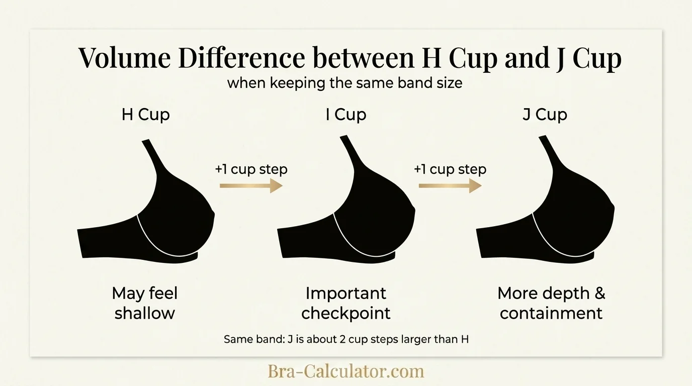 H Cup vs J Cup same-band visual volume comparison infographic