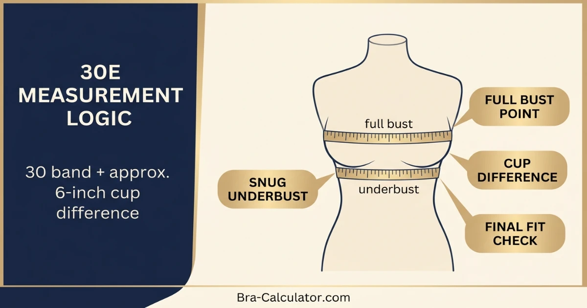 30E measurement logic with underbust full bust and cup difference explained