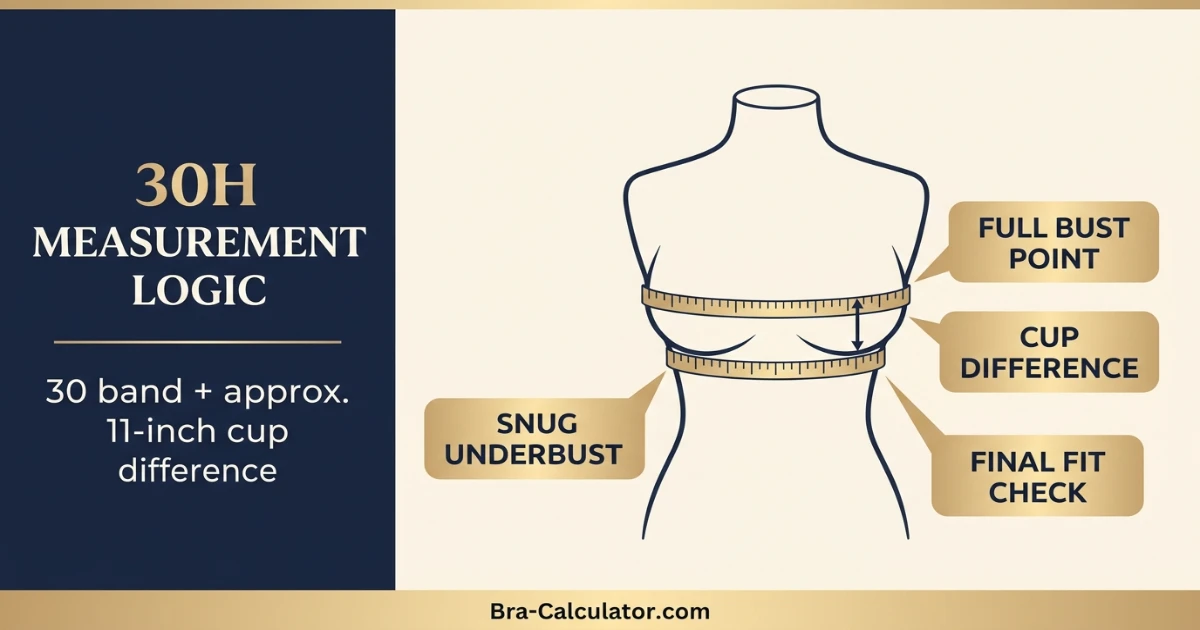 30H measurement logic with underbust full bust and cup difference explained