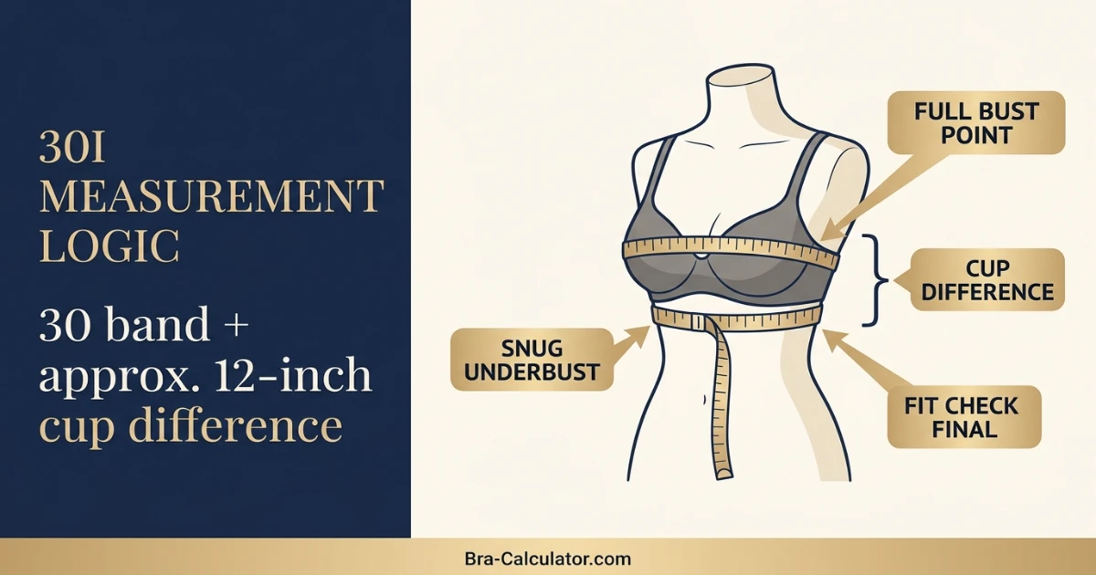 30I measurement logic with underbust full bust and cup difference explained